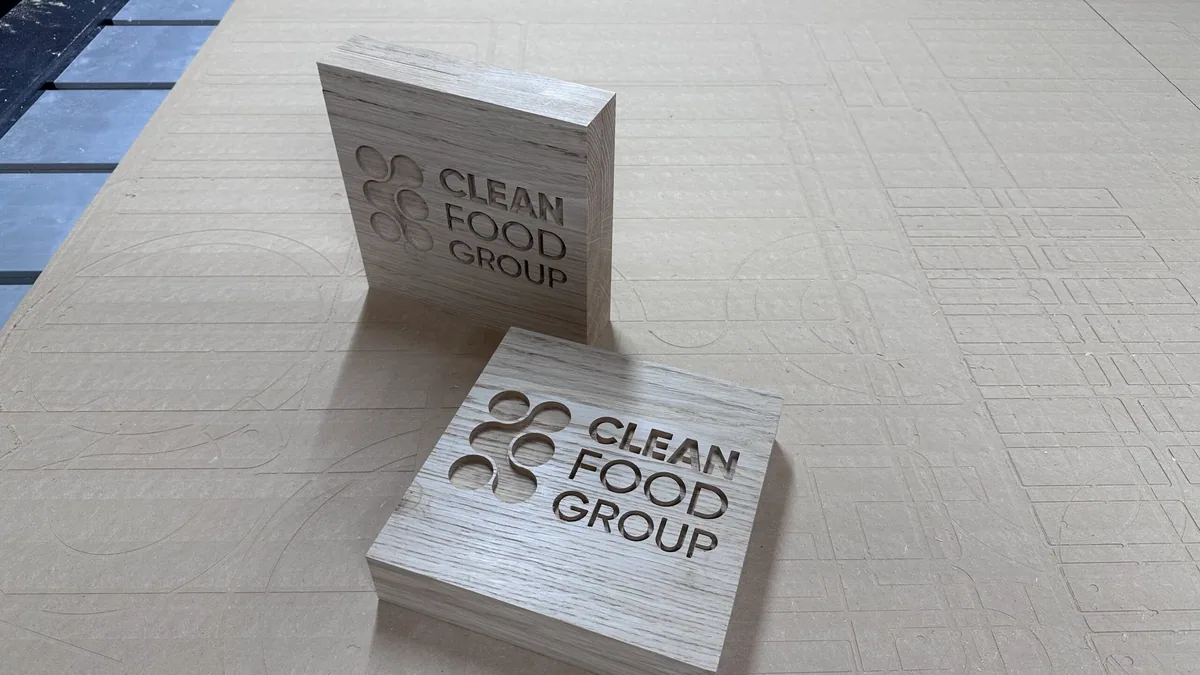 CNC-engraved French oak desktop blocks