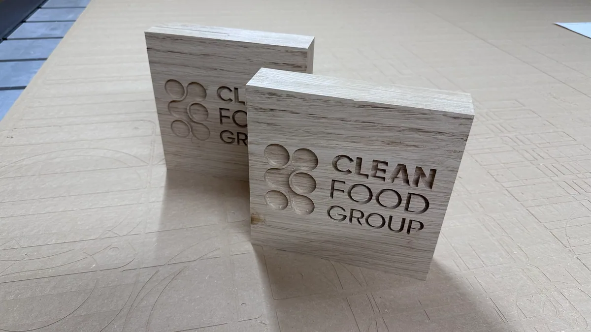 CNC-engraved French oak desktop blocks