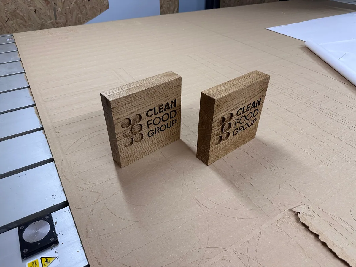 CNC-engraved French oak desktop blocks