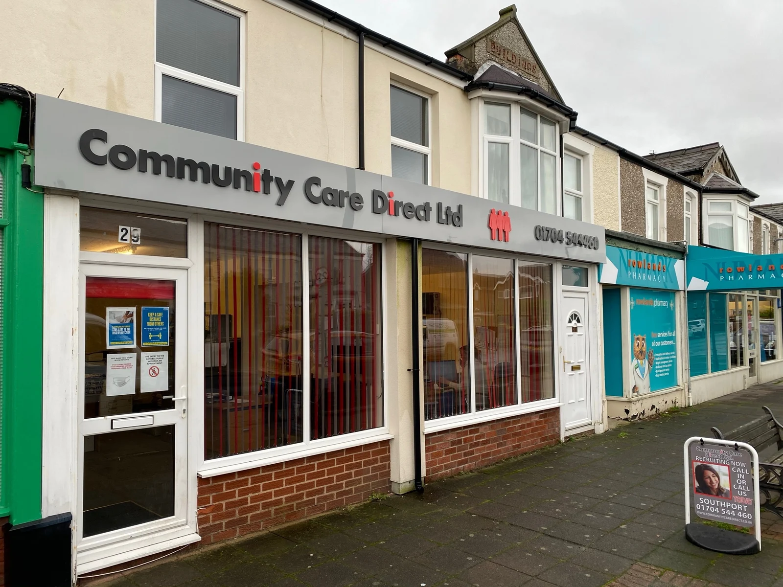 Community Care Direct ACM tray with black and red push-through lettering