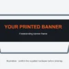 Illustration of a freestanding banner frame; confirm the supplied hardware
